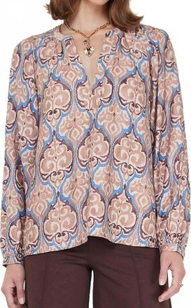 Current Air Boho Printed Long-Sleeve Blouse In Mauve