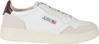 Autry White Burgundy Medalist Low Suede Inserts Leather Sneakers
