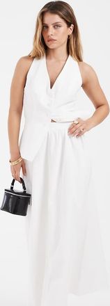 4th + Reckless Petite Gonna lunga vaporosa bianca in misto lino in coordinato-Bianco