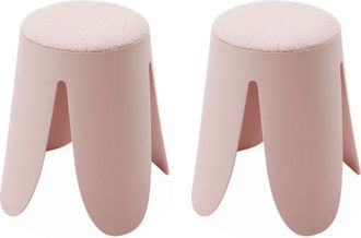 Sweeek Taburete apilable con asiento texturado, set de 2, rosa