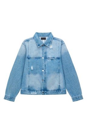 Rta Valentiano Boxy Denim Jacket in Glacier Blue at Nordstrom, Size Xxx-Large