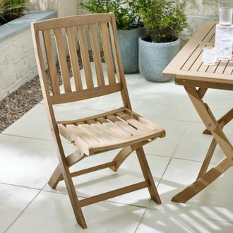Furniturebox Hamburg 2 x Solid Wood Folding Outdoor Dining Chairs in Light Brown