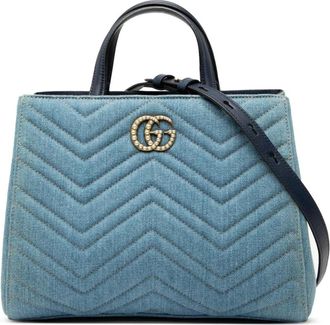 Gucci Pre-owned Handbags, female, Blue, Size: ONE SIZE Pre-owned Top Handle Handbag