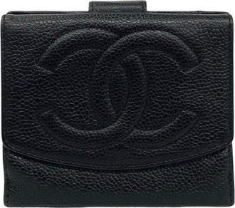 Chanel Black Grained Calfskin Wallet (Bi-Fold) (Pre-Owned)