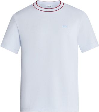 Lacoste stripe-collar cotton piqu&eacute; T-shirt - men - Organic Cotton - 3 - Blue