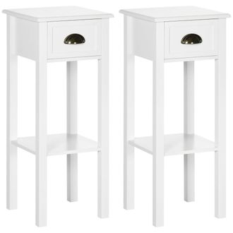 HOMCOM Mesas auxiliares 30x30x75 cm blanco