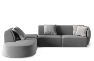 BLOOMINGLOFT 5-Sitzer Design-Ecksofa Chiara Samt ohne R&uuml;ckenlehne - Links