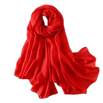 Lina & Lily Shimmer Sheen Scarf Shawl Wrap for Wedding Evening Dress Sheer Lightweight (Red)