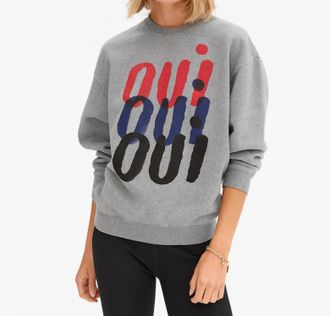 Clare Vivier Triple Oui Sweatshirt In Grey Melange