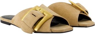 Balmain Womens Anthem Sandals Beige Calfskin