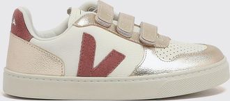 Veja Sneakers V-10 da bambino in pelle con chiusura a strappo e logo