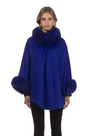 Gorski Wool And Cashmere Cape in Cobalt Blue at Nordstrom