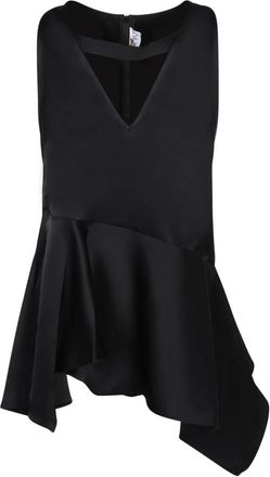 J.W.Anderson Asymmetrische Top met V-hals en Stiksels - Dames - Tops zonder mouwen - Zwart - 2XS - Polyester - Tops