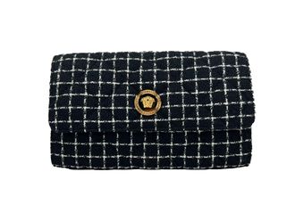 Versace Versace Wallet On A Chain Fabric Black Crossbody Womens Bag