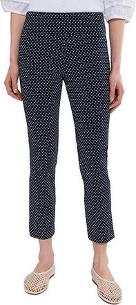 Elliott Lauren Dot To Dot - Elastic Waist Pull On Crop Pant With Side Vent Womens Clothing Navy : 16 26, Nylon/Rayon/Spandex