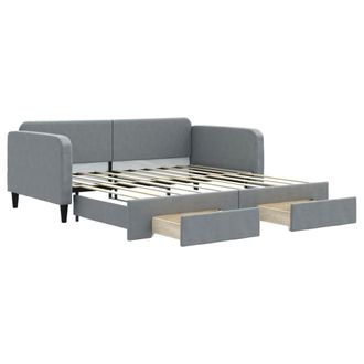 vidaXL Sof&aacute; Cama Nido Con Cajones Tela Gris Claro 100x190 Cm Vidaxl