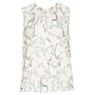 Giambattista Valli pink metallic green floral embroidered treillage top IT40 XS