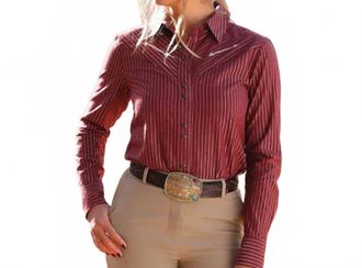 Cinch Retro Western Long Sleeve Snap Shirt In Burgundy Stripe