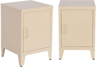 Sweeek Set of 2 industrial bedside tables, 1 door, Soho, Beige, 38x38x57 cm