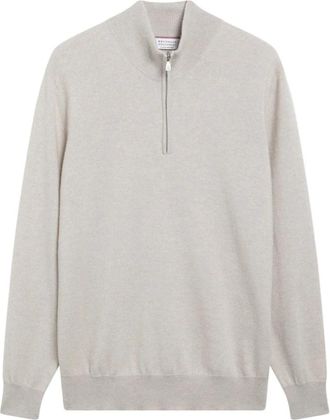Brunello Cucinelli M2200124 Half-Zip Turtleneck - Heren - Vesten met rits - Beige - XL - Kasjmier - Hoodies & sweatvesten