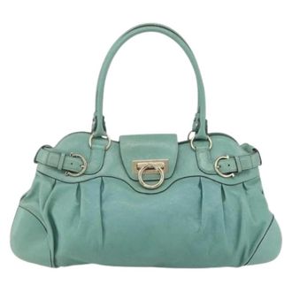 Ferragamo Pre-owned Handbags, female, Green, Size: ONE SIZE Pre-owned Leather Handbag