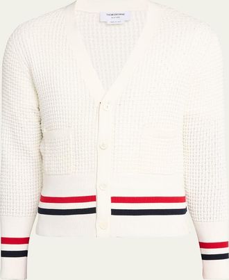 Thom Browne Mens Stitch Cotton RWB Half Cardigan