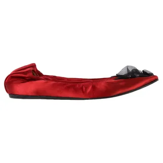 Lanvin Lanvin ballerinas met brocheversiering in rood satijn