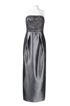Sue Wong Strapless Embellished Taffeta Dress In Charcoal
