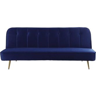Habitat et Jardin Habitat Et Jardin - Divano letto in velluto James - 180 x 83 x 75 cm - 3 posti a sedere - Blu scuro