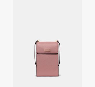 Kate Spade New York Womens Serena Phone Crossbody Wallet in Pink | Pebble Leather