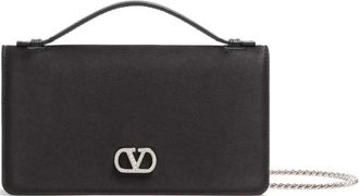Valentino Tassen, Dames, Zwart, ONE Size, Satijn, VLogo Ketting Riem Satijnen Portemonnee