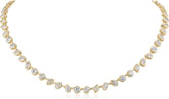Kenneth Jay Lane Mixed Cut Cubic Zirconia Tennis Necklace in Gold Plated at Nordstrom