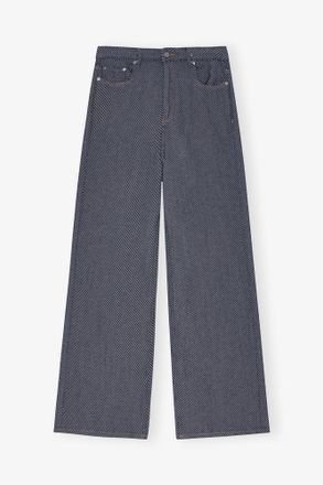 Ganni Navy Blue Twill Marri Jeans - Size 26 Organic Cotton