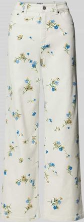 Jake*s Casual Straight Leg Jeans mit floralem Muster in Ecru, Gr&ouml;&szlig;e 34
