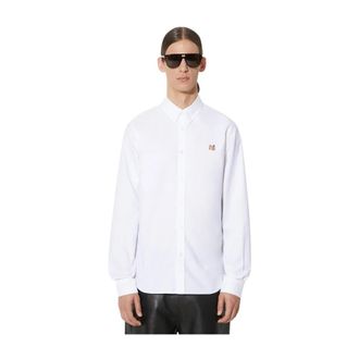 Maison Kitsun&eacute; Mini Fox Head Classic BD Shirt - Heren - Zakelijke Overhemden - Wit - L - Katoen - Overhemden