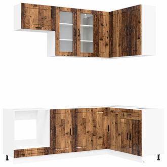 vidaXL Unidad De Cocina Porto 8 Uds. Madera Envejecida Vidaxl