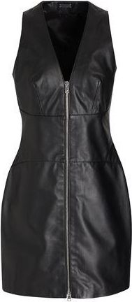 8 by YOOX LEATHER FULL ZIP-UP FRONT MINI DRESS