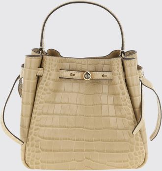 Tory Burch Mini borsa a secchiello Romy in pelle stampa cocco con dettagli intrecciati