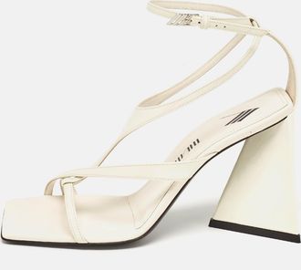 The Attico Cream Patent Devon Ankle Strap Sandals