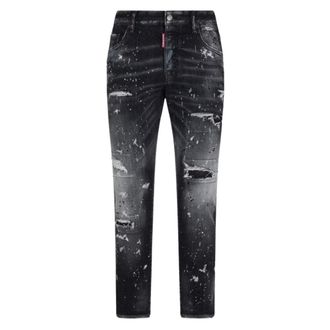 Dsquared2 Mens Skater Jean Paint Splatter Black Wash Jeans Cotton - Size 34W/30L
