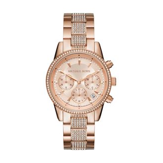 Michael Kors Accessoires, Dames, Roze, ONE Size, Ritz Pav&eacute; Chronograph Horloge