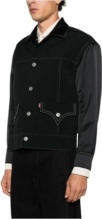 Junya Watanabe Contrast Panel Trucker Jacket - Heren - Zomerjassen - Zwart - M - Wol - Jassen