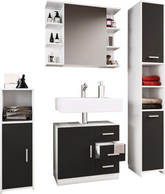 VCM Vcm - Set De Muebles De Ba&ntilde;o 4 Pcs Muebles De Ba&ntilde;o Muebles De Ba&ntilde;o - Zalo Iii (negro)