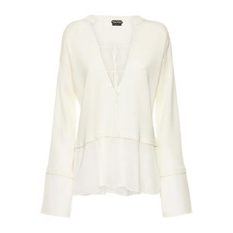 Tom Ford V-neck Knitwear, female, White, XS, Light White V-neck Blouse