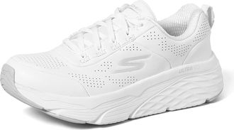 Skechers Womens 128044 MAX CUSHIONING ELITE STEP UP Closed Toe Ballet Flats, White Leather/Silver Trim, 5.5 UK