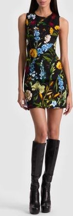 Alice & Olivia Wynell Floral Sleeveless Minidress in Social Hour Black at Nordstrom Rack, Size 4