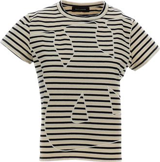 Wales Bonner Cropped Cotton Jersey T-Shirt with Textured Stripes
