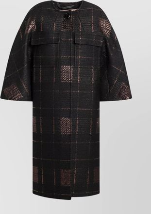 Max Mara jacquard lam&eacute; single breasted coat