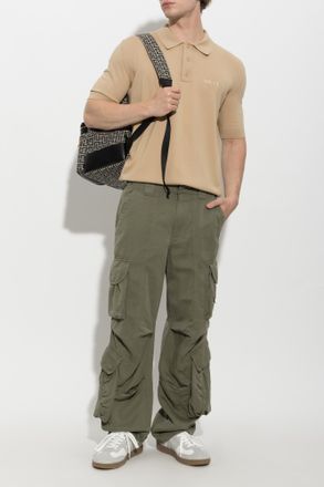 Balmain Polo With Embroidered Logo, Mens, Beige