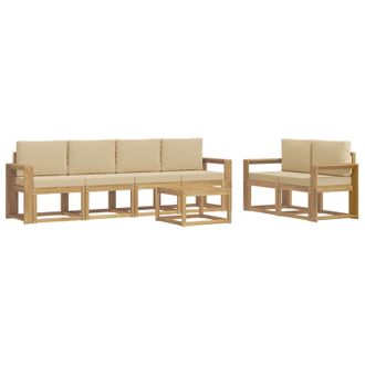 vidaXL Conjunto De Sof&aacute;s De Exterior Con Coj&iacute;n 7 Pcs Y Beige Vidaxl